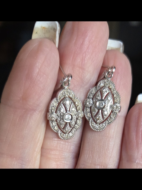 Affinity Diamond Jewelry - Affinity Diamond QVC 14k Solid White Gold Dangle Earrings